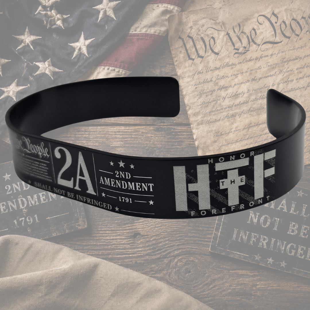 Black 2A bracelet with Second Amendment and Shall Not Be Infringed engraving