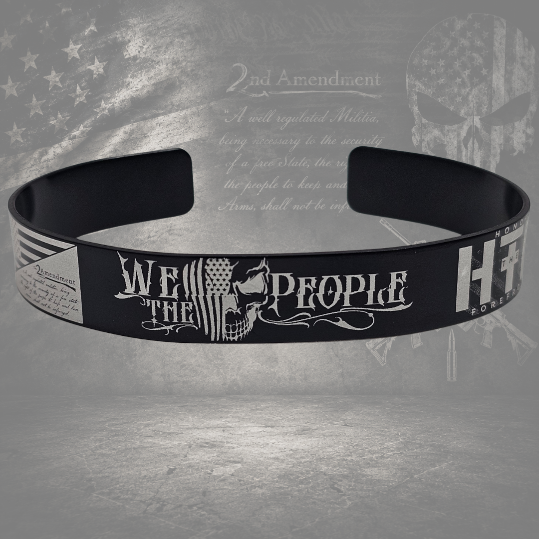 We the People patriotic engraved bracelet designed as a Second Amendment gift