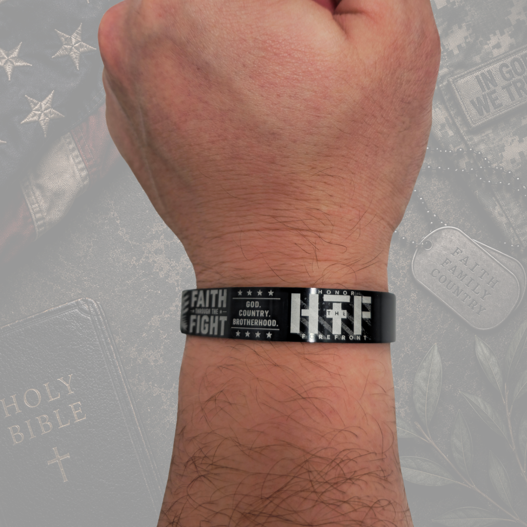 Faith bracelet for men with God Country Brotherhood engraving