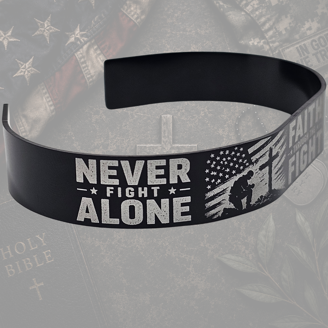 Never Fight Alone Christian military faith bracelet for men