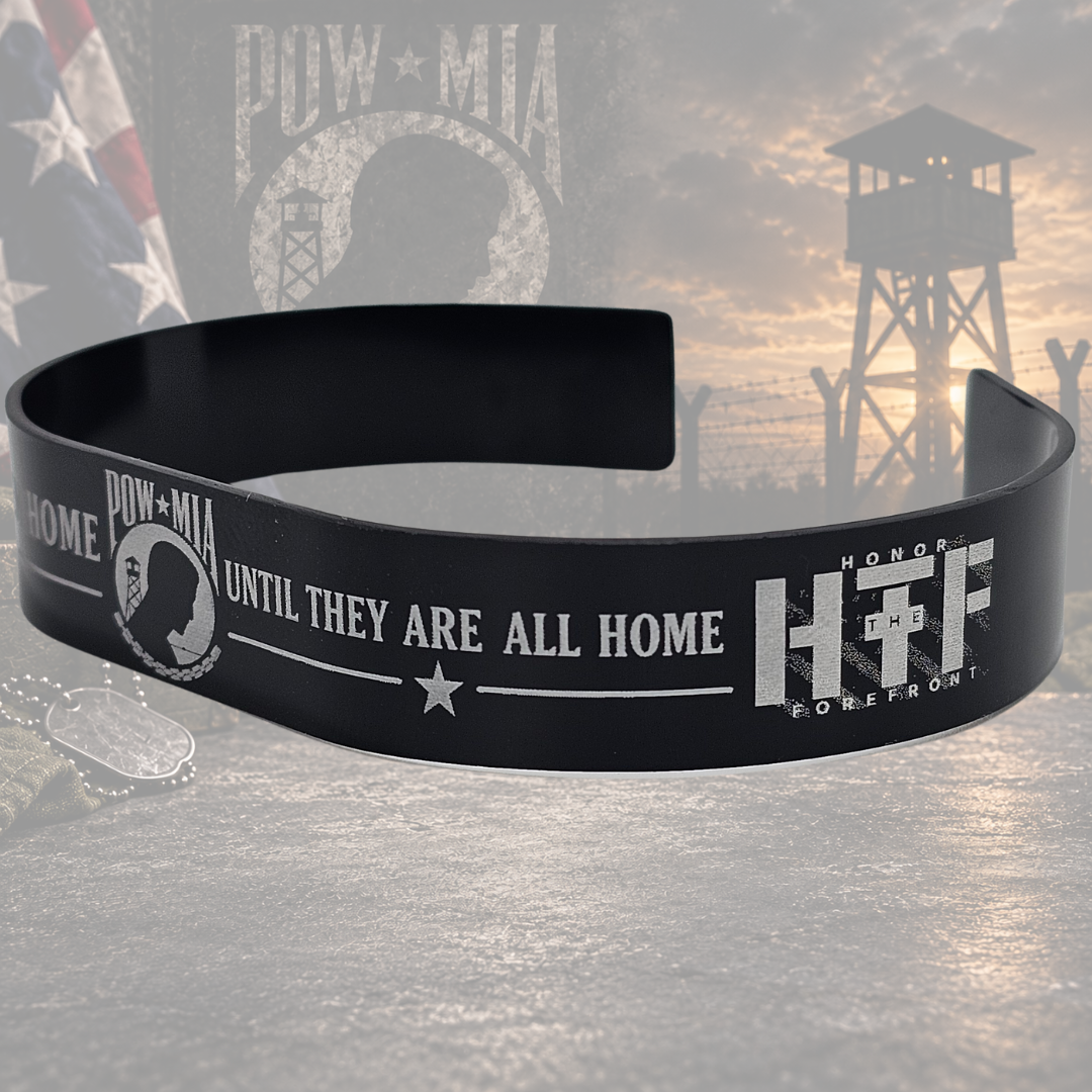 No One Left Behind – POW/MIA Engraved Aluminum Bracelet