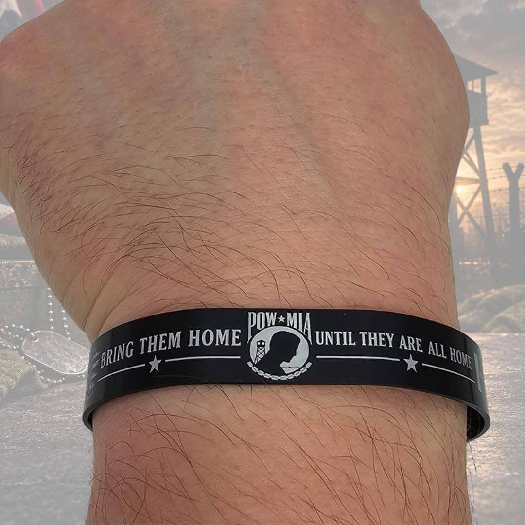 No One Left Behind – POW/MIA Engraved Aluminum Bracelet