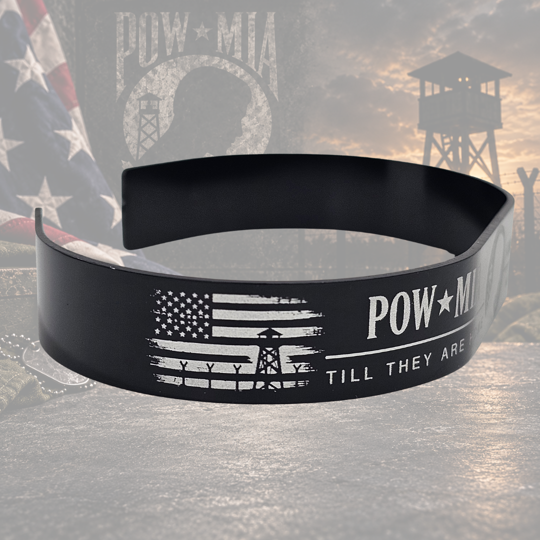 The Watch Continues – POW/MIA Engraved Aluminum Bracelet